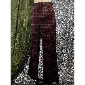 🎄VTG 1970s Relxables rusty red plaid knit slacks